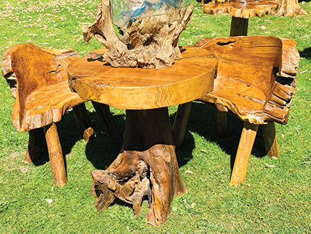 Tree trunk deals round dining table