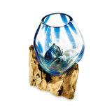 Root with Blue Mottled Glass Bowl extra small