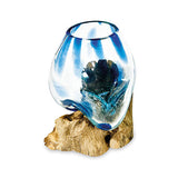 Root with Blue Mottled Glass Bowl extra small