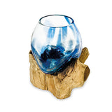 Root with Blue Mottled Glass Bowl extra small