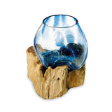 Root with Blue Mottled Glass Bowl extra small