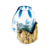 Root with Blue Mottled Glass Bowl extra small