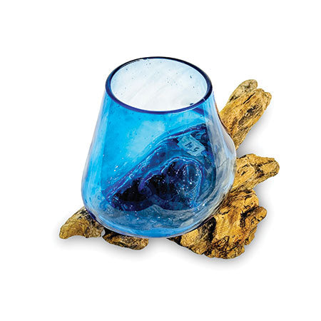 Root with Blue Tinted Glass Bowl tiny