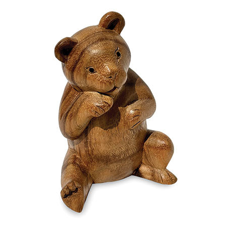 Carved Teddy Bear Shy 15cm