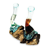 Molten Glass Oil & Vinegar Bottles on Root Sculpture