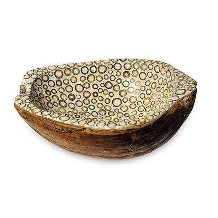 Circles Inlay Coconut Shell Bowl off white