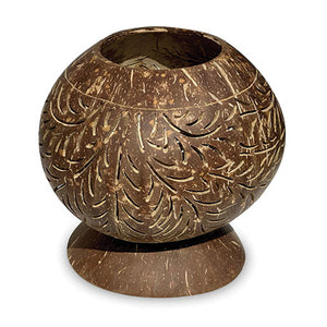 Coconut Shell Sphere Phoenix Style Intricate Carving