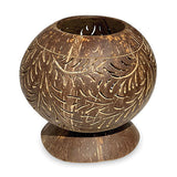 Coconut Shell Sphere Phoenix Style Intricate Carving