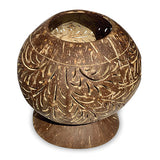 Coconut Shell Sphere Phoenix Style Intricate Carving