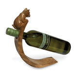 Cat Hand Carved Wooden Balance Wine Bottle Holder