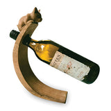 Cat Hand Carved Wooden Balance Wine Bottle Holder