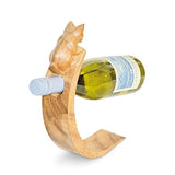 Cat Hand Carved Wooden Balance Wine Bottle Holder