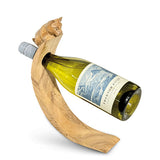 Cat Hand Carved Wooden Balance Wine Bottle Holder