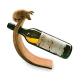 Piglet Hand Carved Wooden Balance Wine Bottle Holder