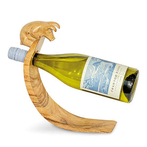 Piglet Hand Carved Wooden Balance Wine Bottle Holder