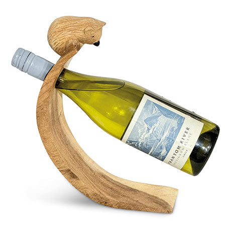 Hedgehog Hand Carved Wooden Balance Wine Bottle Holder