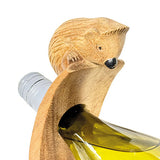 Hedgehog Hand Carved Wooden Balance Wine Bottle Holder