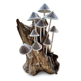 Ink Cap Mushroom Colony Driftwood Sculpture H30cm