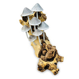 Ink Cap Mushroom Colony Driftwood Sculpture H30cm