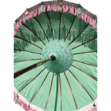 Bali Sun Parasol mint green with pink candy fringe 2m (with pole joint)