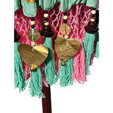 Bali Sun Parasol mint green with pink candy fringe 2m (with pole joint)