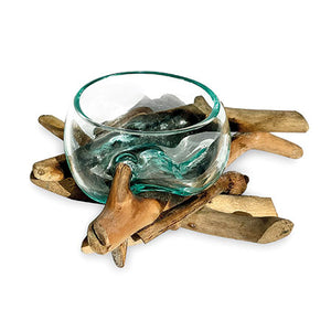 Driftwood with Molten Glass Fruit Bowl 12cm