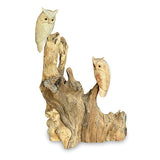 Double Tawny Owl on Driftwood