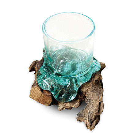 Round Molten Glass Candle Tumbler (for LED candles up to 6cm diameter)