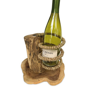 Driftwood & Rope Wine Holder Standing