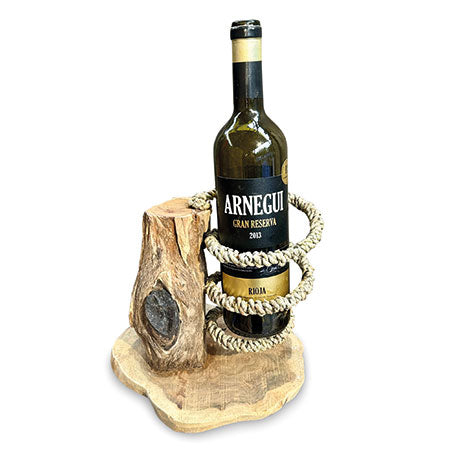 Driftwood & Rope Wine Holder Standing