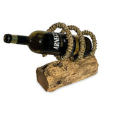 Driftwood & Rope Wine Holder Tilted