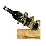 Driftwood & Rope Wine Holder Tilted