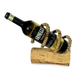 Driftwood & Rope Wine Holder Tilted