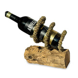 Driftwood & Rope Wine Holder Tilted