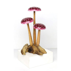 Amethyst Purple 3 Mushroom Sculpture 16cm