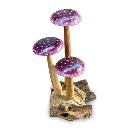 Amethyst Purple 3 Mushroom Sculpture 16cm