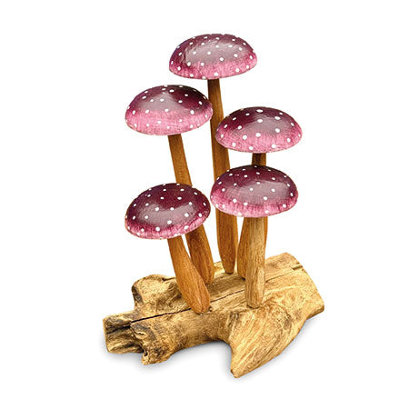 Amethyst Purple 5 Mushroom Sculpture 16cm