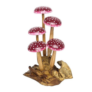 Amethyst Purple 5 Mushroom Sculpture 16cm