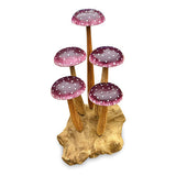 Amethyst Purple 5 Mushroom Sculpture 16cm