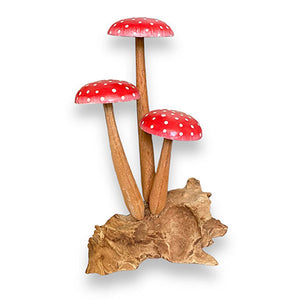 Fly Agaric Red/White 3 Mushroom Sculpture 16cm