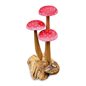 Fly Agaric Red/White 3 Mushroom Sculpture 16cm