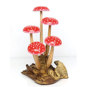 Fly Agaric Red/White 5 Mushroom Sculpture 16cm