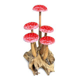 Fly Agaric Red/White 5 Mushroom Sculpture 16cm