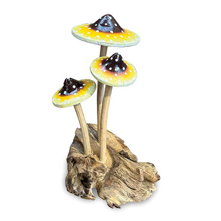 Amanita Yellow Psychedelic 3 x Mushrooms 14cm