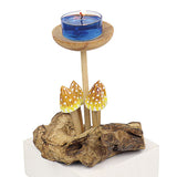 4  Pointed Yellow Cap Mushrooms with Single Candle Holder