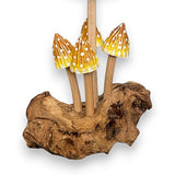 4  Pointed Yellow Cap Mushrooms with Single Candle Holder