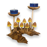 8 Pointed Yellow Cap Mushrooms with Double Candle Holder