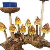 8 Pointed Yellow Cap Mushrooms with Double Candle Holder