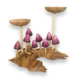 8 Violet Pointed Cap Mushrooms with Double Candle Holder