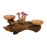 3 Violet Closed Cap Mushrooms with Double Candle Holder Low